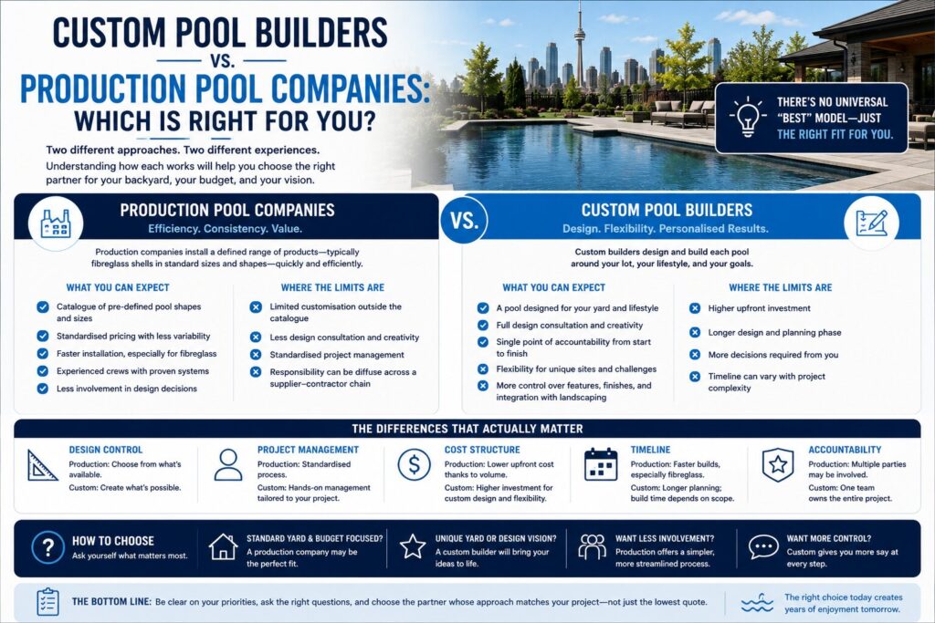 Custom Pool Builders vs. Production Pool Companies